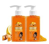 Turmeric and Vitamin C Body Scrub Shower Gel, Exfoliating Scrub, Remove Dead Skin Improve Dark Spots,Natural Deep Cleansing, Exfoliator for Body Butt Bikini Area, Body Care for Men Women(2PC)