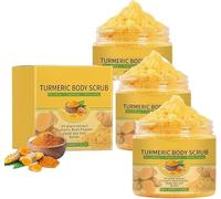 Turmeric Body Scrub - Natural Moisturizing Exfoliating Scrub, Deep Cleaning, Gentle Moisturizing, Remove Dead Skin, Contains Shea Butter, Promotes Even Skin Tone, for All Skin Types (3 Pcs)