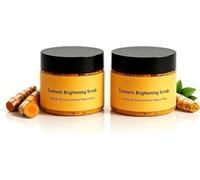 Turmeric Brightening Scrub,Turmeric Exfoliating Body Scrub for Face Body Elbows Armpits Uneven Skin Tone,Natural Cleansing & Moisturizing Body Scrub for All Skin Types (2 Pcs)
