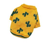 Turmeric Cactus Sweater Pet Clothes Dog Cat Autumn Thickened Warm Pullover Elastic Knitted Sweater(S)