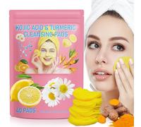 Turmeric Cleansing Pads, Kojic Acid and Turmeric Cleansing Pads, Made with Turmeric Extract, Kojic Acid (1%), Vitamin C, Suitable for All Skin Types, Face and Whole Body, Women and Men, 40