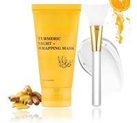 Turmeric Collagen Night Wrapping Mask, Collagen Overnight Peel-Off Mask with Brush - Hydrating & Skin Brightening Facial Mask for Dull Skin, Anti-Aging Natural Face Mask with Retinol & Vitamin C