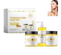 Turmeric Combo Skincare Set, 3 In 1 Turmeric Combo Skincare Set, Turmeric Cleansers, Creams, Scrubs,Skin Glow Combo Set (1 Set)