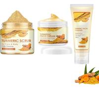 Turmeric Combo Skincare Set 3 In 1, Turmeric Skin Care Set - Facial Cream, Face Cleanser, Scrubs, Improve Skin Tone & Cleanse the Skin, for All Skin Types (1set)