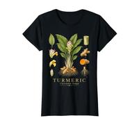 Turmeric Curcuma Longa Vintage Botanical Rhizome Anatomy Value Graphic T-Shirt, Women, Black, XL