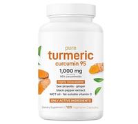 Turmeric Curcumin 1000mg with BioPerine, Ginger & Bee Propolis - 95% Curcuminoids, 120 Vegan Capsules for Joint & Antioxidant Support