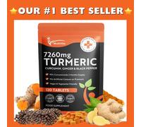 Turmeric Curcumin 7260mg with Ginger & Black Pepper 120 Tablets UK