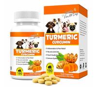 Turmeric Curcumin Dog Supplement Chewable Tablets - Joint Support, Anti Inflammatory Immune Booster with Omega 3, Hip & Mobility Aid for Dogs All Breeds, 180 Tablets
