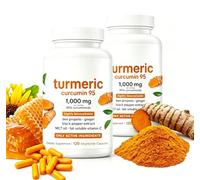 Turmeric Curcumin Supplement, Turmeric & Black Pepper Capsules, 1,000mg Turmeric 95% Curcuminoids with Black Pepper, Bee Propolis, Ginger & Vitamin C (2PC)