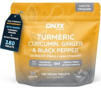 Turmeric Curcumin Tablets 3000mg with Black Pepper & Ginger | 95% Curcuminoids High Strength | 180 Vegan Tablets 3-Month Supply | Joint Support & Inflammation Supplement for Men & Women | Easy Swallow