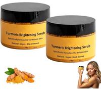 Turmeric Exfoliating Body Scrub, Exfoliating Body Scrub for Dark Spots, Natural for Face Body Elbows Armpits Brightening Skin for Women Men, 100g (2PC)