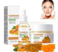 Turmeric Face Cream & Serum Duo (50g+30ml),for Brightening & Acne Marks | Turmeric Anti Aging Face Cream & Serum, 100% Fermented Curcumin, Anti-Oxidation, Deep Hydration, For Dull & Oily Skin