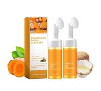 Turmeric Face Wash, Gevona Pure Glow Cleanser, Turmeric Foaming Facial Wash With Brush, Acid Moisturising Cleanser,Foaming Facial Cleanser For All Skin,Deep Cleansing Of Facial Skin(2pc)