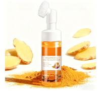 Turmeric Face Wash with Brush, Foaming Facial Cleanser for Deep Cleansing and Hydration, Brightening Turmeric Kojic Acid Facial Cleanser to Even Skin Tone, Suitable for All Skin Types, 100ml