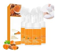 Turmeric Face Wash， with Soft Cleansing Brush， Foaming Faced Cleanser for All Skin ， Deep Cleansing Exfoliating Glow Formulated， Enriched with Coconut Oil， Gentle Daily Face Wash (4PCS)
