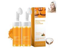 Turmeric Facial Cleanser with Brush, Deep Cleansing Glows Wash for Dark Spot, Moisturizing, Remove Excess Keratin, Kojic Acid Facial Cleanser for Face Wash and Firming Skin (2pcs)