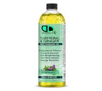 Turmeric & Ginger Deep Massage Oil with Rosemary Essential Oil - Antibacterial Cleanser, Skin Brightening, Focus & Energy Booster, Joint & Muscle Relief (250ml Cap)