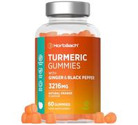 Turmeric Gummies with Black Pepper & Ginger 3216mg | High Strength Curcumin Supplement | 60 Vegan Gummies | Natural Orange Flavour - Tablet Alternative | by Horbaach