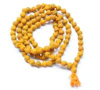 Turmeric Haldi Japa Mala - Original Rosary Turmeric Haldi Japa Mala Baglamukhi puja 108 + 1 Prayer Mala Beads for Men and Women Turmeric Rosary Haridra Mala with Pure Cotton Gaumukhi Japa Mala Bag 7mm