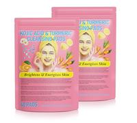 Turmeric Kojic Acid Cleansing Pads,2 Pack Turmeric Exfoliating Foaming Pads with Panthenol Vitamin B5,Resurfacing Pads for Face & Body,Fades Dark spots,Fades Discoloration,Facial Sponges for Cleansing
