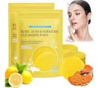 Turmeric Kojic Acid Pads,Turmeric Kojic Acid Cleansing Pads,Kojic Acid & Turmeric Cleansing Pads,Infused Foaming Exfoliating Pads,Turmeric Cleansing Pads for Dark Spots,Balance Skin Oil&Water (2 Box)