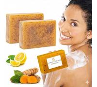 Turmeric Kojic Acid Soap Bar 4 Pack, Natural Handmade Face & Body Soap for Dark Spots, Hyperpigmentation, Knuckles, Armpits, Inner Thighs, Vitamin C, Tea Tree, Shea Butter