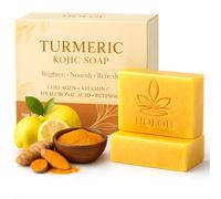 Turmeric Kojic Acid Soap - Luxury Brightening Turmeric Soap Bar 2-Pack for Glowing Skin & Dark Spot Reduction - Natural Exfoliating Tumeric and Kojic Acid Formula - Spa-Inspired Self-Care by Holou