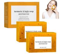 Turmeric Kojic Acid Soap, Turmeric Soap for Face & Body, Turmeric Brightening Soap, Moisturizing Erase Fine Lines, Smooth Skin, Lemon Brightening Soap, Deep Cleansing, Refreshing (2pcs)