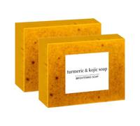 Turmeric Kojic Acid Soaps, Naturals Range Bar Soap Handmade Turmeric Granular Soap with Vitamin C Retinol Collagen Coconut Oil Tea Tree Oil for Face Body Skin Brightening Dark Spot (2Pcs)
