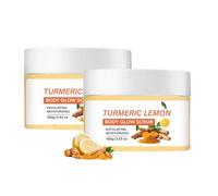 Turmeric Lemon Body Glow Scrub, Turmeric and Vitamin C Body Scrub, Deep Cleansing Exfoliating Scrub for Rough & Dry Skin, Moisturising Body Polish for Body Butt Bikini Area Smoother Softer Skin (2PCS)