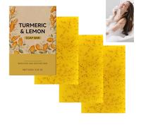 Turmeric & Lemon Soap Bar, Natural Turmeric Soap for Face & Body Deeply Cleansing, Moisturizing and Brightening, Smooth Skin Non-Drying, Firming Pores and Even Skin Tone (3pcs)