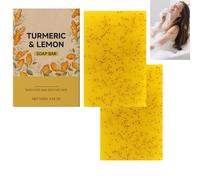 Turmeric & Lemon Soap Bar, Natural Turmeric Soap for Face & Body Deeply Cleansing, Moisturizing and Brightening, Smooth Skin Non-Drying, Firming Pores and Even Skin Tone (2pcs)