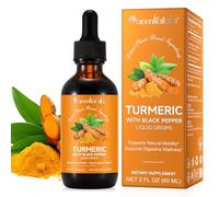 Turmeric Liquid Drops with Black Pepper Extract 1340mg - High Strength Turmeric Curcumin Supplement, Plant-Based Alcohol Free Turmeric Root Liquid, Easy Absorption Daily Wellness Support, 60ml