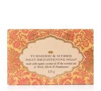 Turmeric & Myrrh Skin Brightening Soap with Organic Coconut, Rice Bran & Castor Oils - 100g | Natural Brightening & Nourishing Soap Bar | Deep Cleansing with Organic Oils | For All Skin Types
