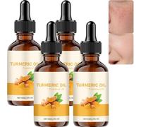 Turmeric Oil for Face & Body, Dark Spot Corrector Serum for Brightening Even Skin Tone, Anti-Aging Facial Essential Oil with Vitamin E, Moisturizer Glow Serum Improves Rough Dry Skin (4Pcs)