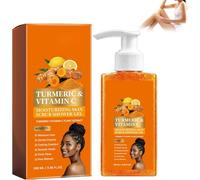 Turmeric Orange Vitamin C Body Wash with Cocoa Seed Exfoliant, Turmeric and Vitamin C Body Scrub Shower Gel, Mattifying Scrub for Uneven Skin Texture, Leg Moisturiser for Dry & Rough Skin,100ml (1PC)