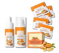 Turmeric Skin Care Sets & Kits, Brightening Skincare Set for Teenagers Girls, Pamper Sets for Women Gifts - Turmeric Oil+Face Cream+Turmeric Soap Bar+Mud Mask, Acne Dark Spot Remover for Face