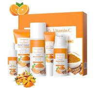 Turmeric Skincare Set, Vitamin C Skin Care Set with Cleanser, Toner, Serum, Eye Cream, Moisturiser, Even Skin Tone, Anti Aging Facial Care Kit Mother's Day Birthday Anniversay Gifts for Women 5 pcs