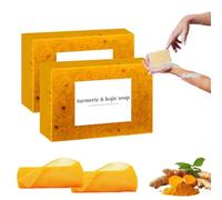 Turmeric Soap + African Net Sponge, Turmeric Soap for Dark Spots and African Exfoliating Net Sponge, Gentle Exfoliating, Moisturizing Skin, Turmerices Soaps Bar & Africans Sponges Nets 2 Kit