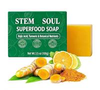 Turmeric Soap Bar, 100g Natural Lemon & Turmeric Soap Bar for Dark Spots, Turmeric Lemon Cleansing Soap for Face Body Deeply Moisturizing, Suitable Dry And Oily Skin (yellow, 1pcs)