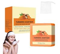 Turmeric Soap Bar for Face & Body Cleanser, Turmeric Soap for Dark Spots, Smooth Skin and Moisturizing, Turmeric Soap Bar for Face Wash, for All Skin Types (1, 1Pcs)