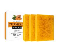 Turmeric Soap Bar for Women - Turmeric & Kojic Acid Soap - Natural Soaps - Tumeric So-ap,Acne,Dark Spots,Hyperpigmentation, Smooth Skin - Tur-meric & Kojic Acid Bar S-oap - 100g*3PCS