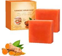 Turmeric Soap Bar, Natural Turmeric Serum Bar, Deep Cleaning for Women and Men, Moisturizing and Brightening, Gentle Exfoliating Wash Soap for Face & Body (Turmeric, 2pcs)