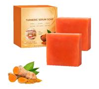 Turmeric Soap Bar, Natural Turmeric Serum Bar, Deep Cleaning for Women and Men, Moisturizing and Brightening, Gentle Exfoliating Wash Soap for Face & Body，2PC
