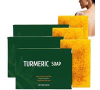 Turmeric Soap Bar, Turmeric Face Wash for Pore Cleansing, Face Soap for Excessly Oil Dirt Removal, Mild Turmerics-Infused Soaps for Dead Skin Sweeping, Skin-Friendly Soaps, Faces Body Cleansing (3PCS)
