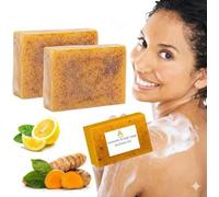 Turmeric Soap Bar with Kojic Acid, Natural Face & Body Cleanser for Dark Spots and Hyperpigmentation, Exfoliating Soap with Vitamin C, Tea Tree Oil, Shea Butter (1, 100g)