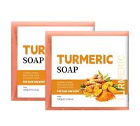 Turmeric Soap for Dark Spots, Brightening & Moisturizing, Shrink Pores, Reduces Acne, Cleanses Skin, For Face and Body (2)