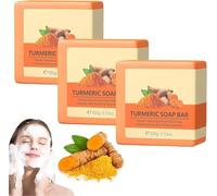 Turmeric Soap for Dark Spots, Turmeric Soap Bar for Face Wash, Natural Handmade Soap for Skin Brightening for Acne, Hyperpigmentation, Smooth and Cleanses Skin (3)
