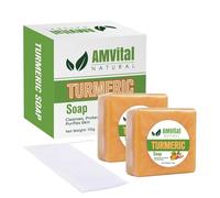 Turmeric Soap for Face and Body, Natural Handmade Soap for Acne, Dark Spots and Soft Skin for All Skin Types, Men and Women (Pack of 2)