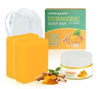 Turmeric Soap Stick - Eye Cream with Turmeric - Set of 3 - Turmeric Cleanser for Face and Body - 100% Natural Handmade Ginger Soap - Organic Moisturising Cream with Turmeric for